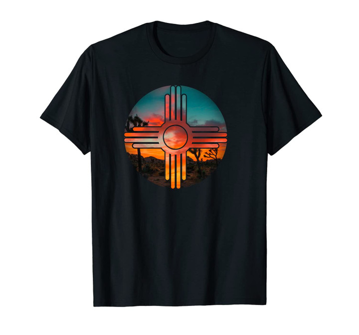 New Mexico Zia Symbol and Landscape Art Unisex T-Shirt
