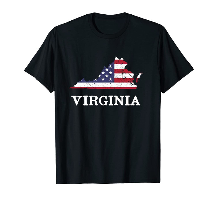 Virginia Map State American Flag 4th Of July Pride Tee Unisex T-Shirt
