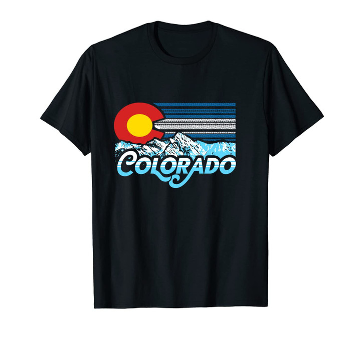 Vintage State of Colorado Flag & Rocky Mountains Graphic Unisex T-Shirt