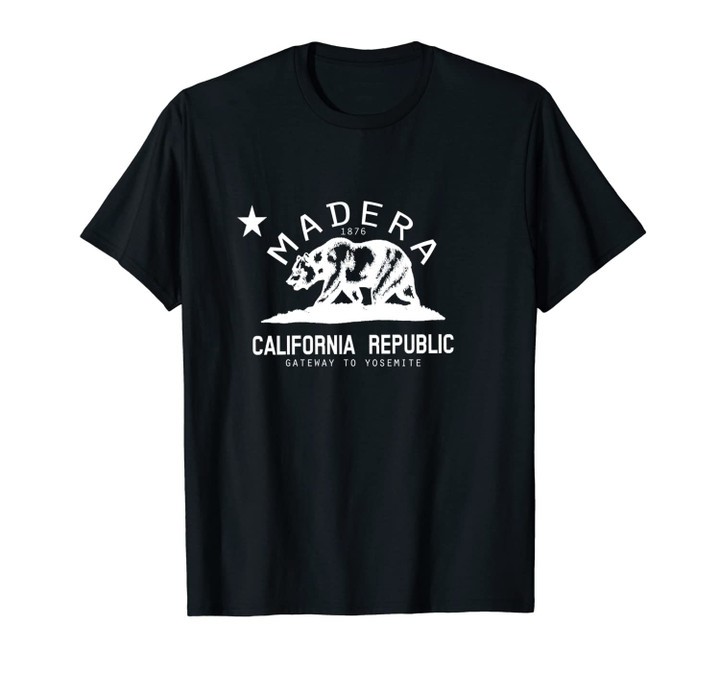 Madera California Bear Republic Distressed Flag Souvenir Unisex T-Shirt