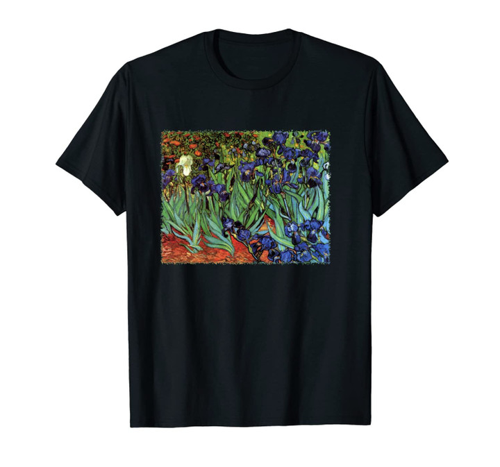 Irises by Vincent Van Gogh, Flowers in a Garden Unisex T-Shirt