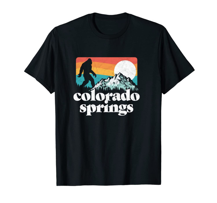 Colorado Springs Retro Bigfoot Mountains Unisex T-Shirt