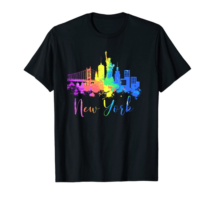 New York Skyline Watercolor Souvenir Gift Liberty Big Apple Unisex T-Shirt