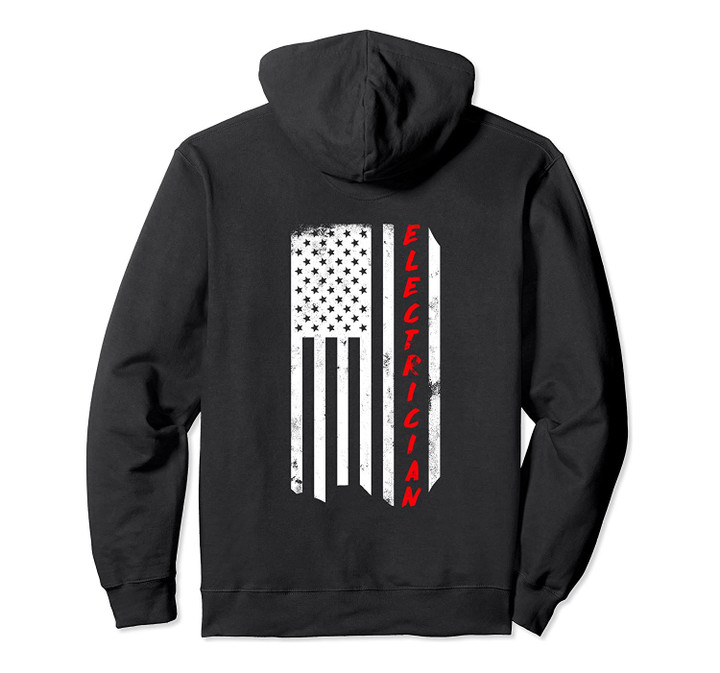 American Flag Electrician Hoodie | Patriotic Electrical Gift, T-Shirt, Sweatshirt