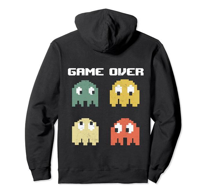 Vintage Game Over 80s Nostalgia Retro Arcade Ghost Old Gamer Pullover Hoodie, T-Shirt, Sweatshirt
