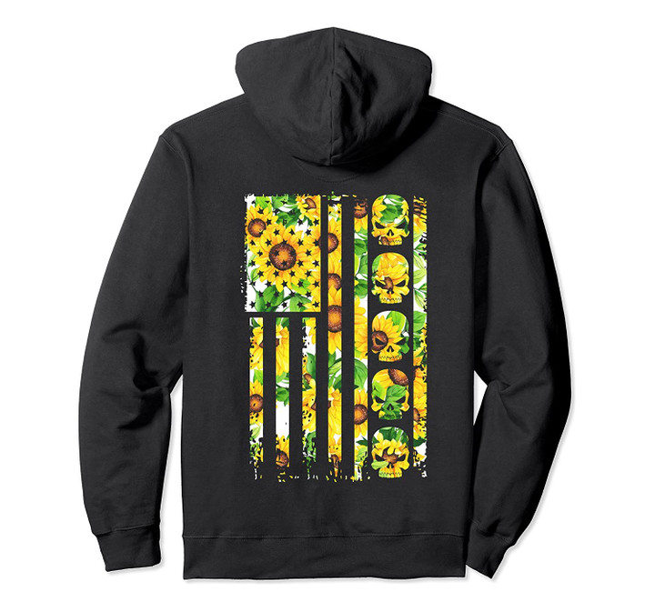 American Flag Sunflower Skull Lovers Women Pullover Hoodie, T-Shirt, Sweatshirt
