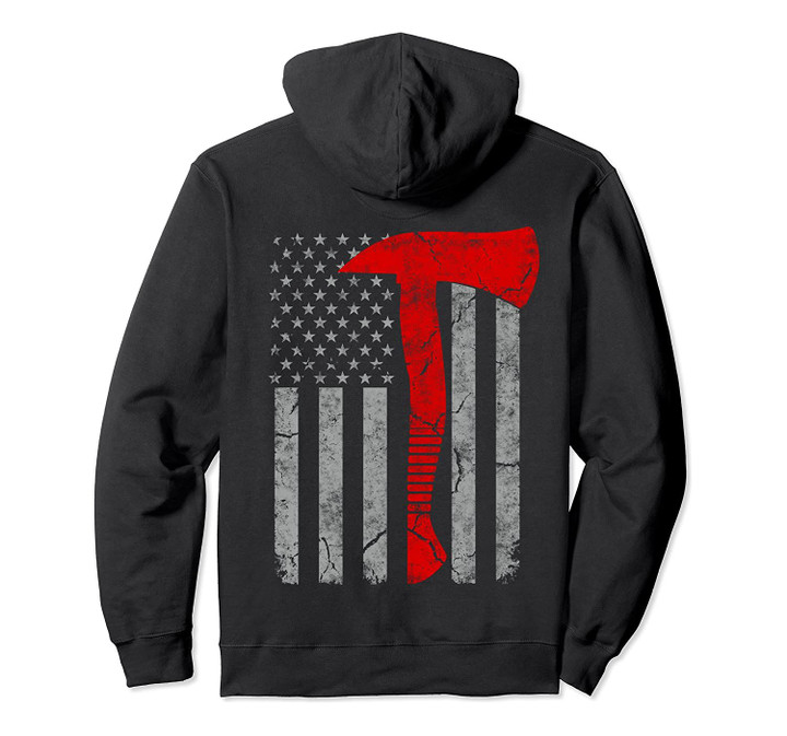 Distressed American Patriot Red Line Axe Firefighter Flag Pullover Hoodie, T-Shirt, Sweatshirt