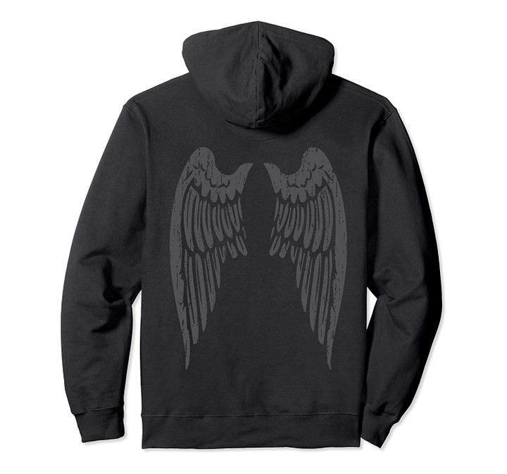 Black Angel Wings Back Hoodie for Men and Women, T-Shirt, Sweatshirt