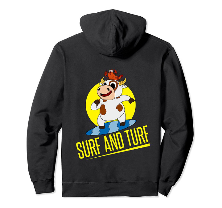 Surf n Turf Surfing cow lobster Comic Pullover Hoodie, T-Shirt, Sweatshirt