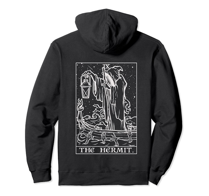 The Hermit Tarot Card Goth Halloween Grim Reaper Back Print Pullover Hoodie, T-Shirt, Sweatshirt