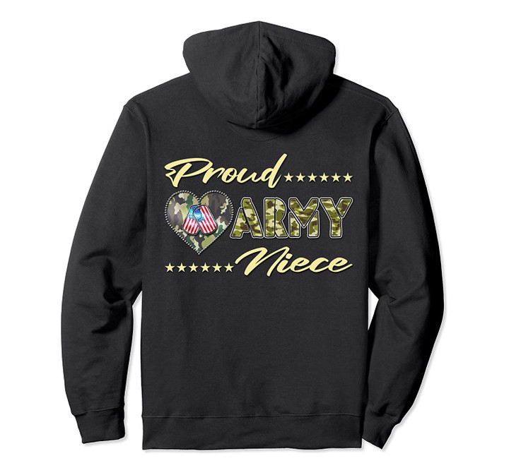 Proud Army Niece US Flag Dog Tag Heart Military Family Gifts Pullover Hoodie, T-Shirt, Sweatshirt