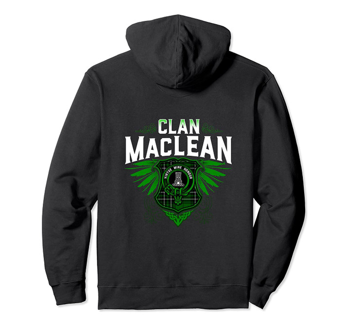 MacLean Surname Scottish Clan Tartan Clan Crest Pullover Hoodie, T-Shirt, Sweatshirt