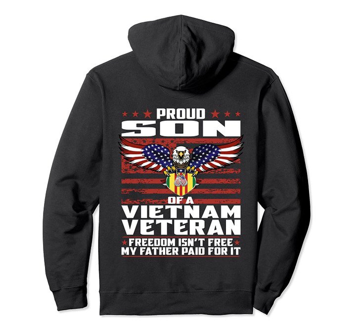 Proud Son Of A Vietnam Veteran Ribbon Military Family Gift Pullover Hoodie, T-Shirt, Sweatshirt