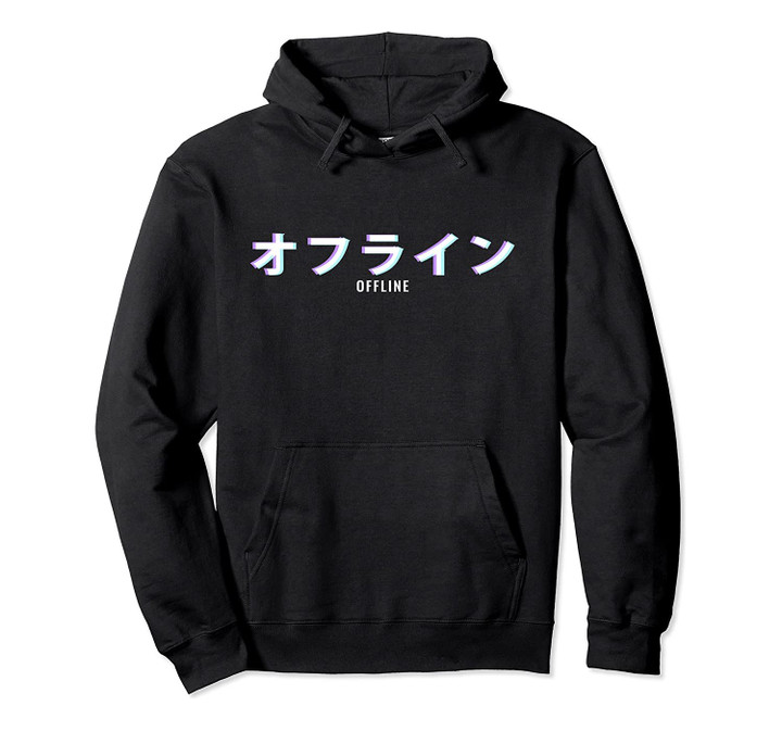 Vaporwave Aesthetic Offline Japanese Text Hoodie, T-Shirt, Sweatshirt