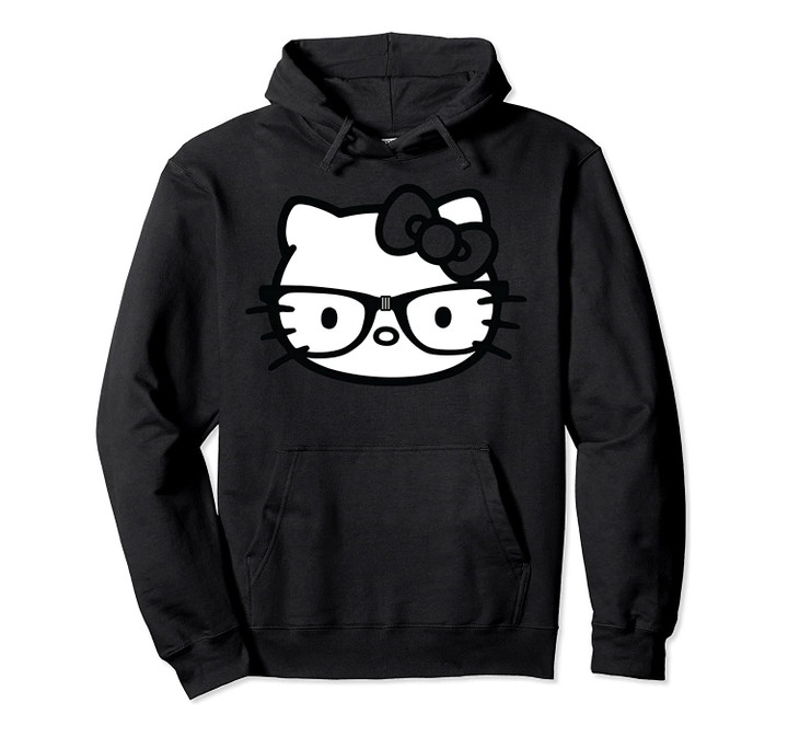 Hello Kitty Black and White Nerd Glasses Pullover Hoodie, T-Shirt, Sweatshirt