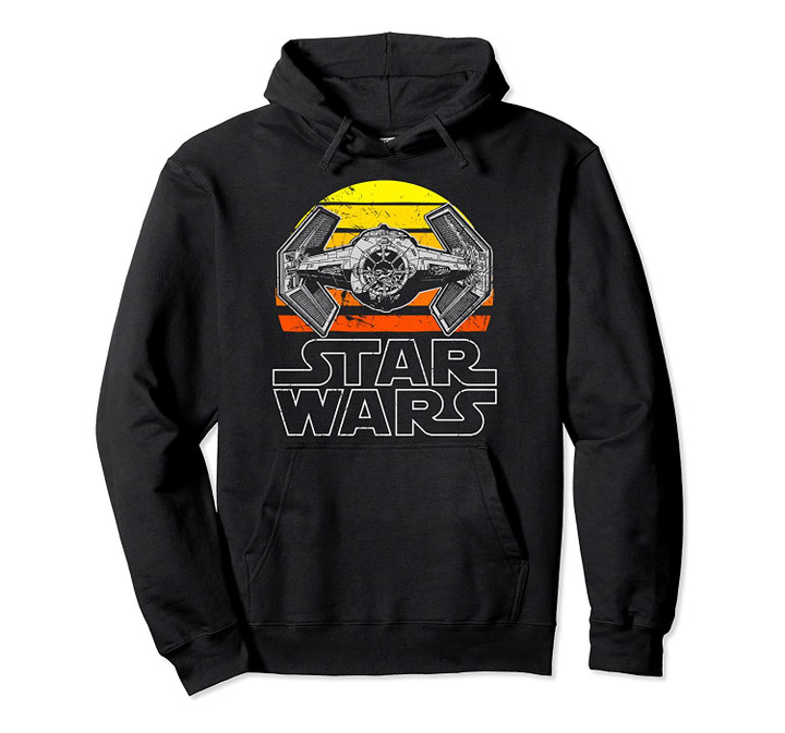 Star Wars Tie Fighter Retro Halftone Sunset Graphic Hoodie, T-Shirt, Sweatshirt