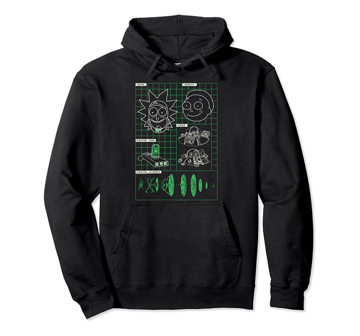Rick and Morty Blueprint Of Pullover Hoodie, T-Shirt, Sweatshirt