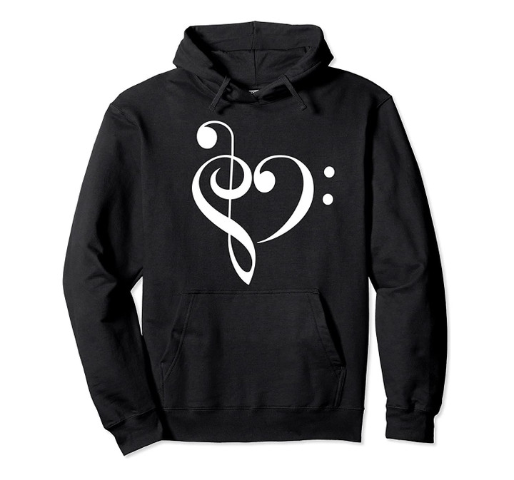 I Love Music Hoodie Heart Treble Bass Clef Symbol Apparel, T-Shirt, Sweatshirt