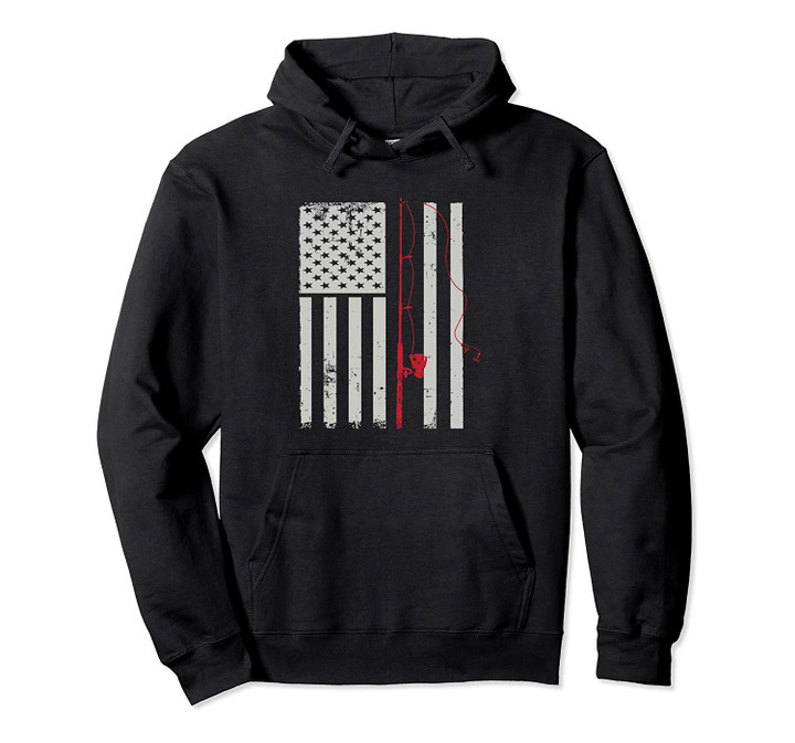 American Flag Patriotic Fishing Pole Outdoorsman Hoodie, T-Shirt, Sweatshirt