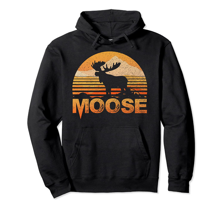 MOOSE Hoodie Vintage Retro Style Pullover Hoodie, T-Shirt, Sweatshirt