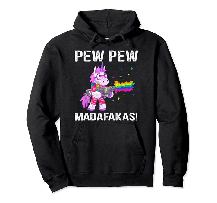 Unicorn Pew Pew Madafakas Vintage Crazy Cat Funny Graphic Pullover Hoodie, T-Shirt, Sweatshirt