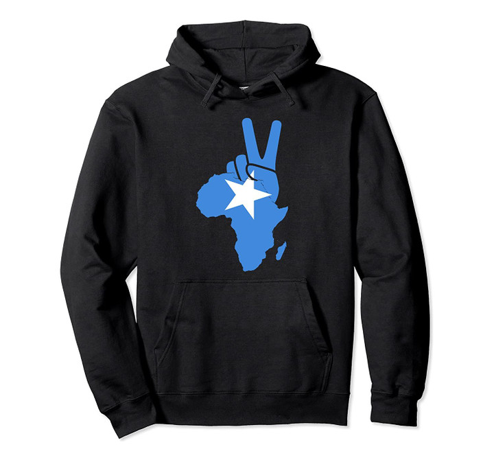 Proud Somalian Peace Symbol African Map With Somali Flag Pullover Hoodie, T-Shirt, Sweatshirt