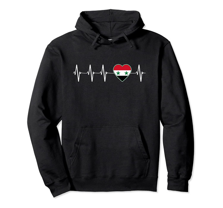 Syrian Heartbeat I Love Syria Flag Country Gift Pullover Hoodie, T-Shirt, Sweatshirt