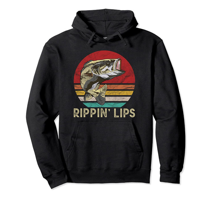 Rippin Lips Retro Vintage Bass Fishing Gifts Pullover Hoodie, T-Shirt, Sweatshirt