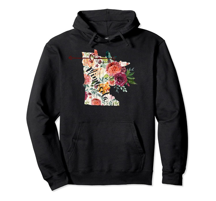 Minnesota Floral Watercolor Distressed Hoodie Sweatshirt, T-Shirt, Sweatshirt