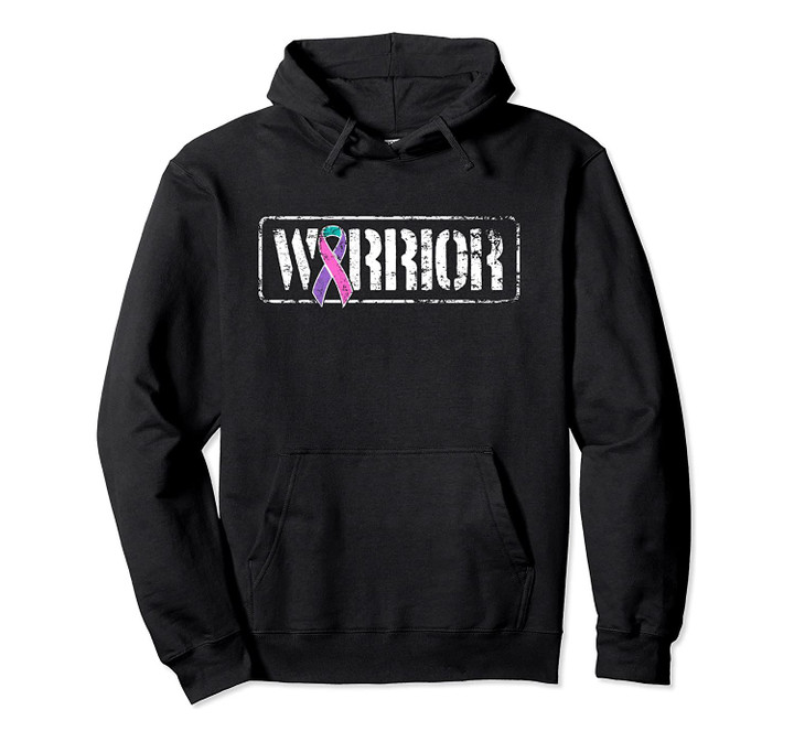 Thyroid Cancer Awareness Hoodie - Military Warrior Ribbon, T-Shirt, Sweatshirt
