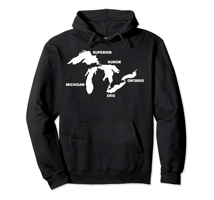 Great Lakes map Pullover Hoodie, T-Shirt, Sweatshirt