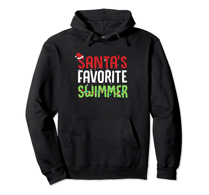 Funny Santa's Favorite Swimmer Santa Hat Christmas Gift Pullover Hoodie, T-Shirt, Sweatshirt