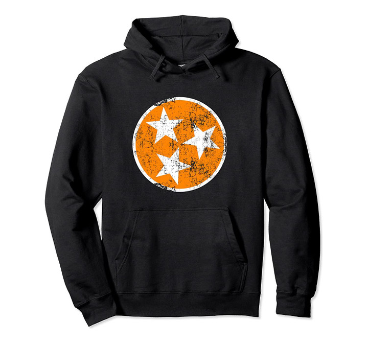 3 Star TN Orange and White Distressed Tennessee State Flag Pullover Hoodie, T-Shirt, Sweatshirt