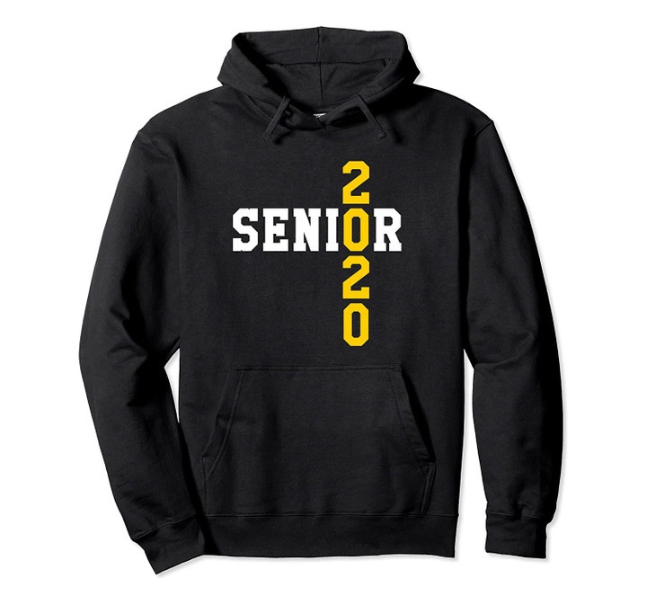 Senior 2020 Crossed Yellow and White Text Class Of 2020 Gift Pullover Hoodie, T-Shirt, Sweatshirt
