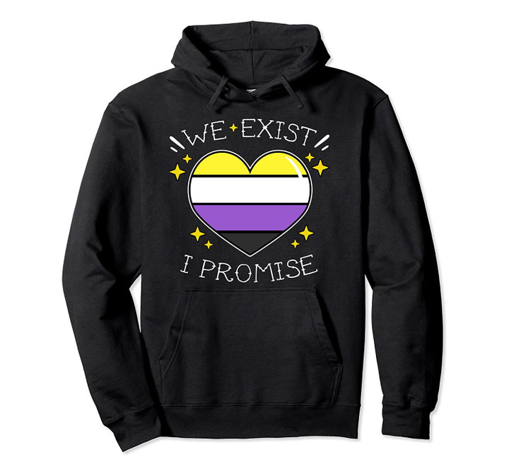 Non Binary Pride Gay Heart We Exist I Promise Gift Pullover Hoodie, T-Shirt, Sweatshirt
