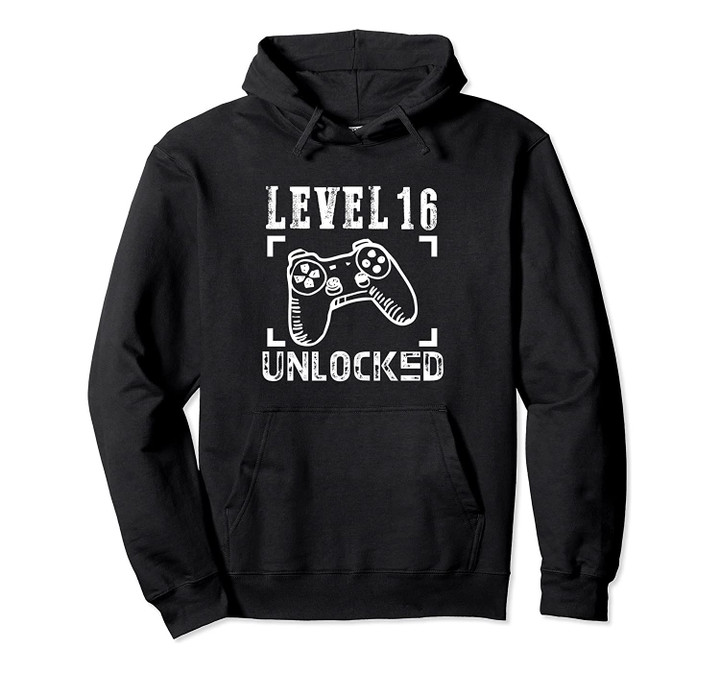 Level 16 Unlocked Gamer Birthday Party Gift Teen Boys Girls Pullover Hoodie, T-Shirt, Sweatshirt