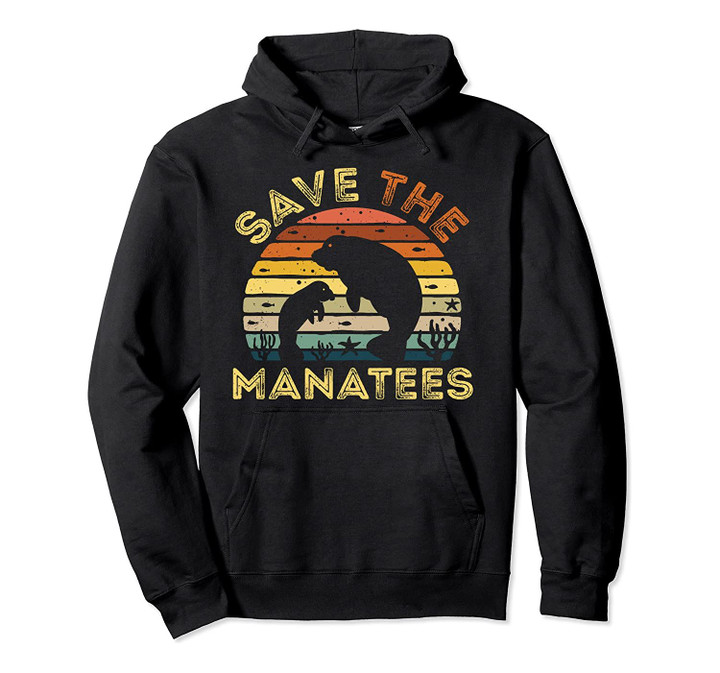 Save The Manatees Chubby Mermaid Retro Vintage Gift Floaty Pullover Hoodie, T-Shirt, Sweatshirt