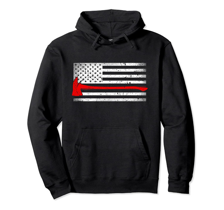 American Flag Fire Fighter Hoodie Red Axe Gifts for Fireman, T-Shirt, Sweatshirt