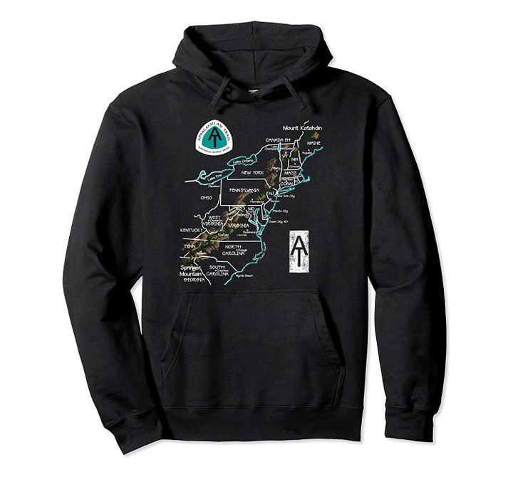 Appalachian Trail Hiking Map Pullover Hoodie, T-Shirt, Sweatshirt