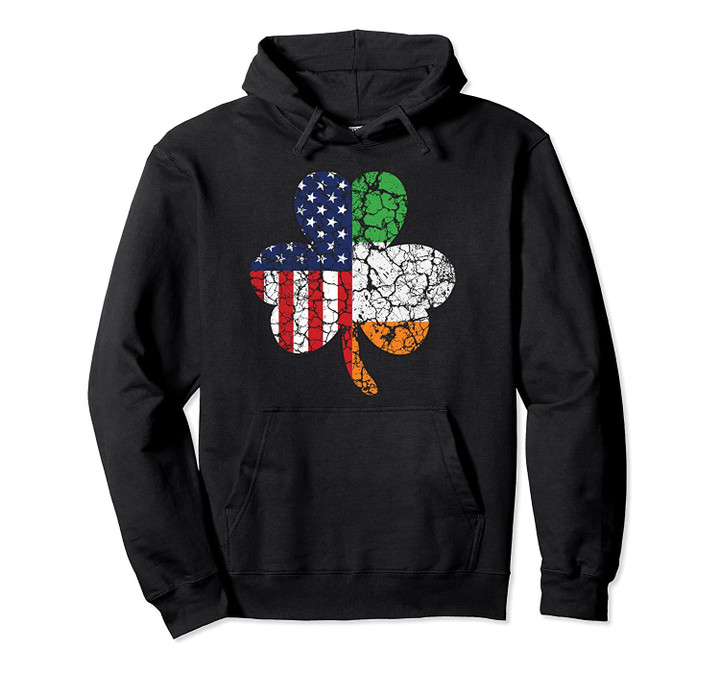 Shamrock Irish American Flag St Patricks Day Hoodie, T-Shirt, Sweatshirt