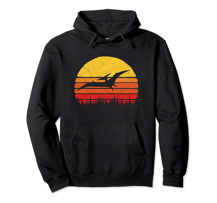 Vintage Pterodactyl Dinosaur Hoodie- Retro Sun, T-Shirt, Sweatshirt