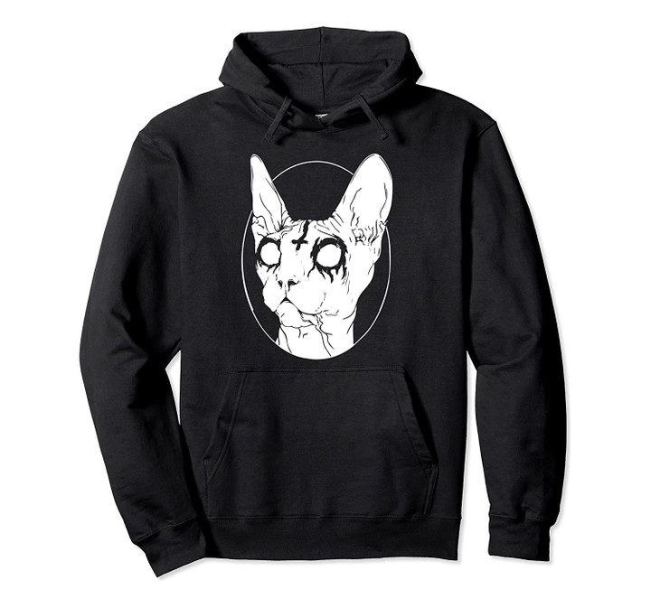Black Death Metal Sphynx Cat Goth Hoodie, T-Shirt, Sweatshirt