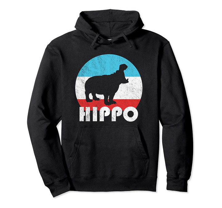 Hippo Hippopotamus Vintage Retro Silhouette Gift Pullover Hoodie, T-Shirt, Sweatshirt