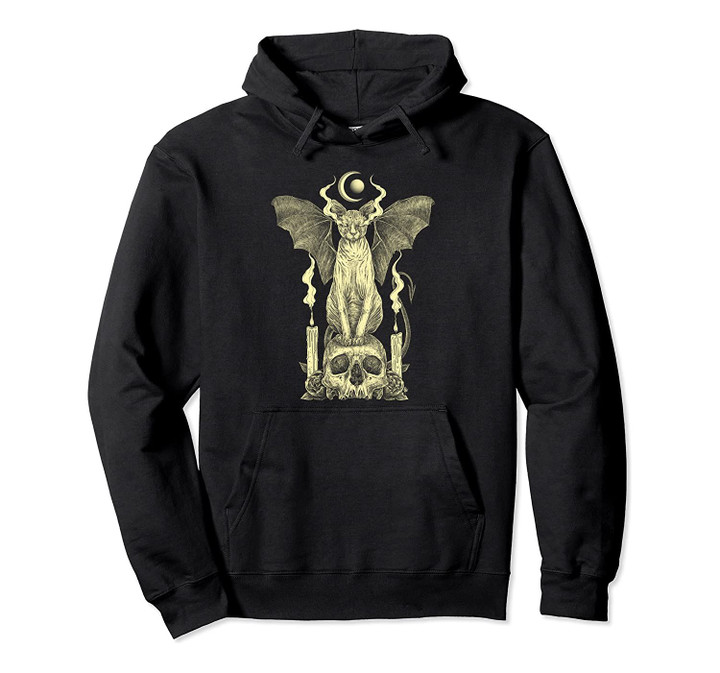 Evil Sphynx Cat Bat Skull Wicca Gothic Goth Witchcraft Witch Pullover Hoodie, T-Shirt, Sweatshirt