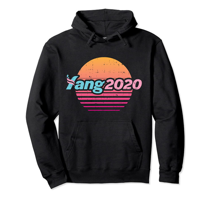Yang 2020 Vaporwave Retro Sunset 80s Andrew For President Pullover Hoodie, T-Shirt, Sweatshirt