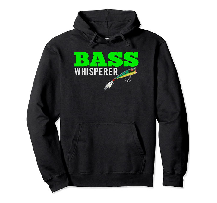 BASS WHISPERER Fishing Gifts Hoodie Shirt with Popper Lures, T-Shirt, Sweatshirt