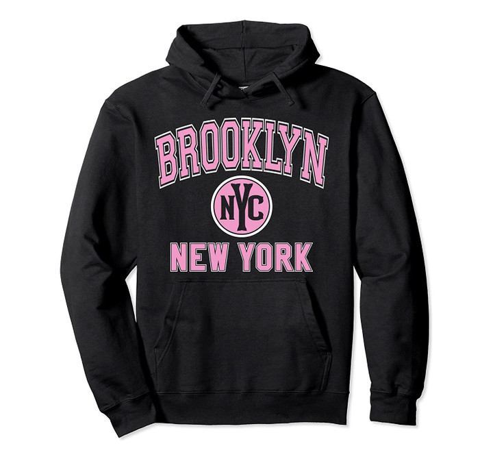 Brooklyn NYC Varsity Style Pink Print Pullover Hoodie, T-Shirt, Sweatshirt