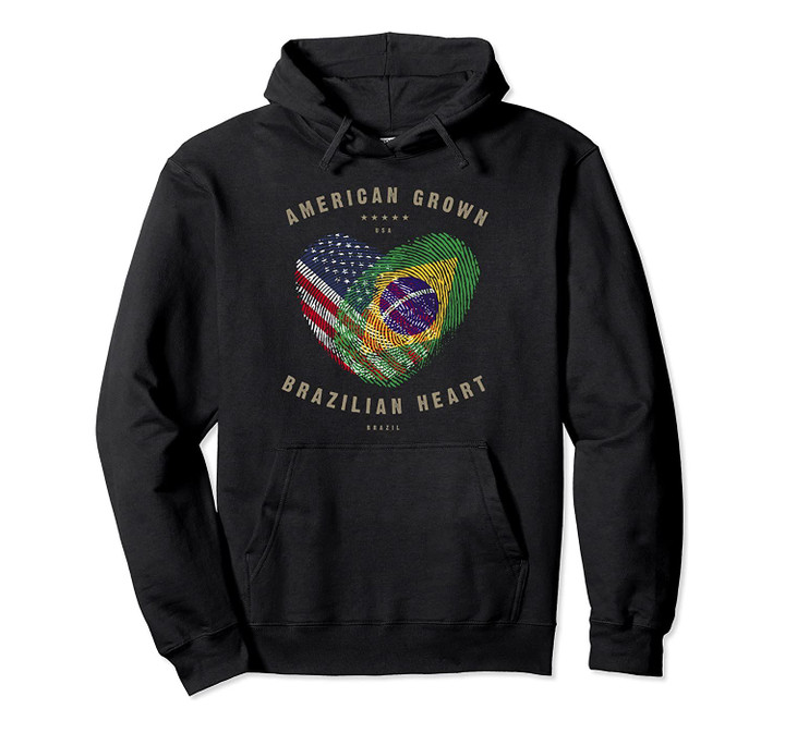 American Grown Brazilian Heart Love Brazil Flag Pullover Hoodie, T-Shirt, Sweatshirt