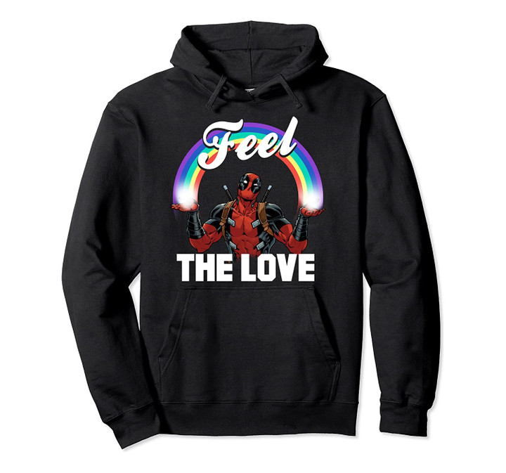 Marvel Deadpool Feel The LOVE Full Rainbow Graphic Hoodie, T-Shirt, Sweatshirt