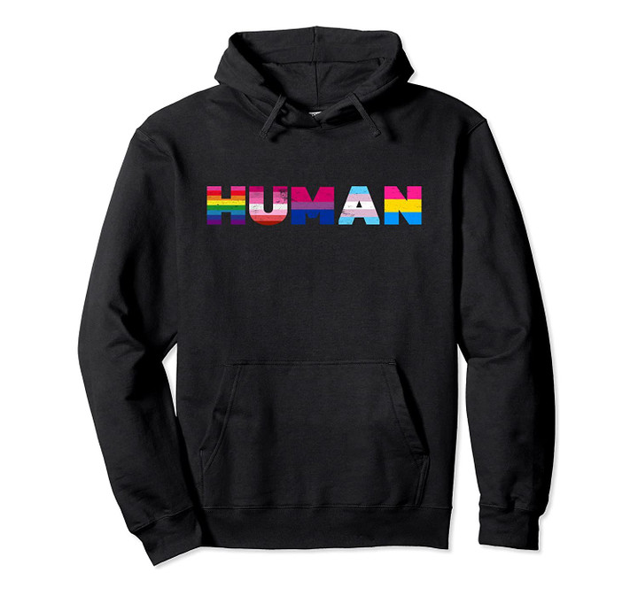 Vintage HUMAN Flag LGBT Gay Pride Month Transgender design Pullover Hoodie, T-Shirt, Sweatshirt
